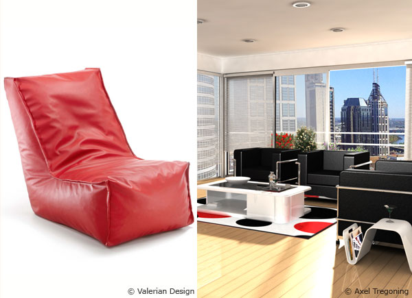 Der Leder-Sitzsack in Rot versprüht Luxus-Feeling. Mit dem Leder-Sitzsack in Rot luxuriös einrichten.