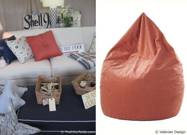 Eine Alternative zum Sitzsack in Rot für den maritimen Look kann Terrakotta oder Orange sein. Ein Sitzsack in Rot passt ebenfalls zu einer maritim eingerichteten Wohnung.